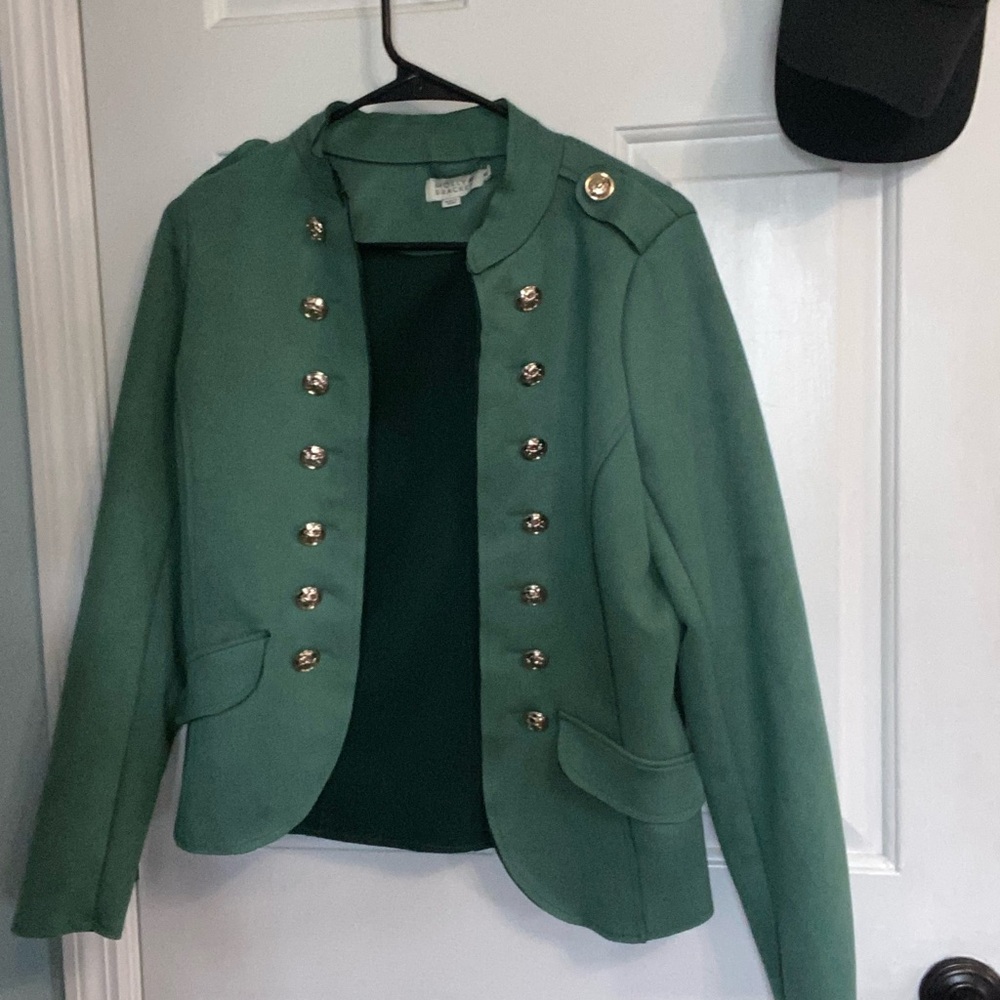 Molly Bracken Green Button-Embellished Blazer